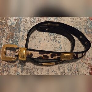Leatherock San Diego Rare 1996 Zebra Leopard Hide Hammered Brass Large Belt
